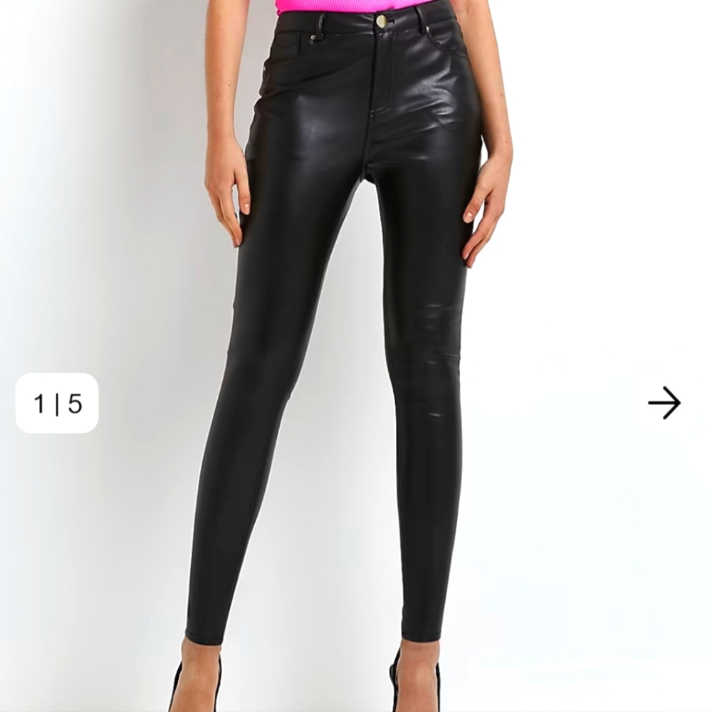 Faux black leather skinny jeans
